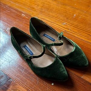 Margaux Emerald Velvet Mary Jane Flats